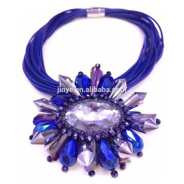 Mode Luxus Blau Big Bold Bling Bling Kristall Aussage Halskette